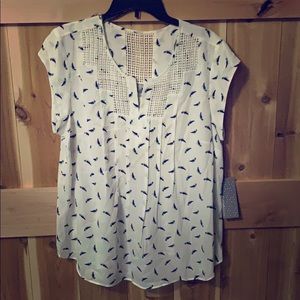 Estefany lace detail split neck blouse